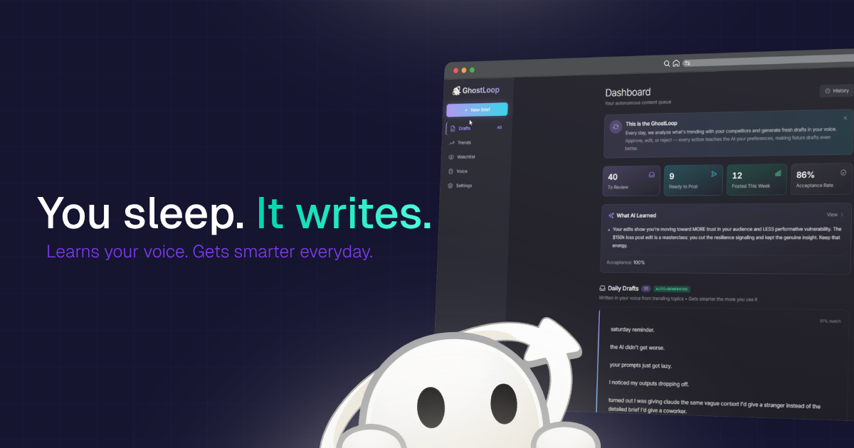 GhostLoop — AI That Writes Your X Content In Your Voice